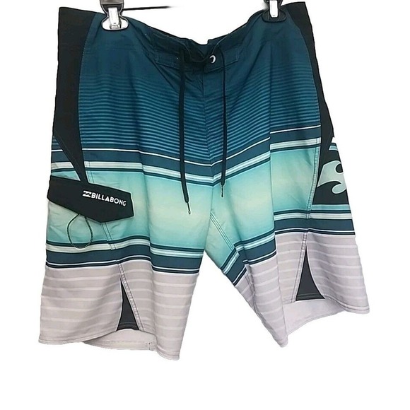 Billabong Beach Platinum X Mens Stretch Striped Board Shorts Swim Trunks Size 34 - Picture 1 of 10